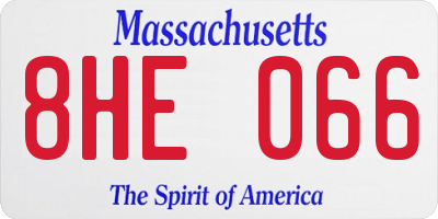 MA license plate 8HE066
