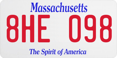 MA license plate 8HE098