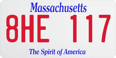 MA license plate 8HE117