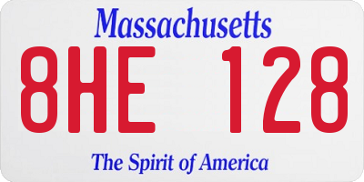 MA license plate 8HE128