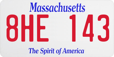 MA license plate 8HE143