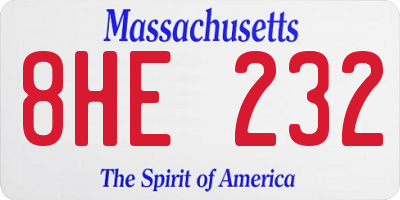 MA license plate 8HE232