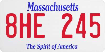 MA license plate 8HE245