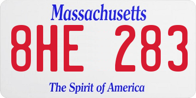MA license plate 8HE283