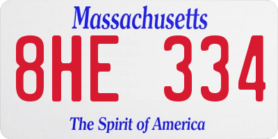 MA license plate 8HE334