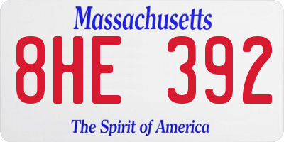 MA license plate 8HE392