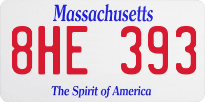 MA license plate 8HE393