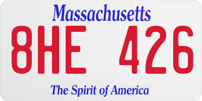 MA license plate 8HE426