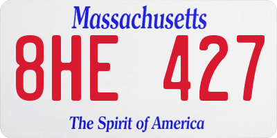MA license plate 8HE427
