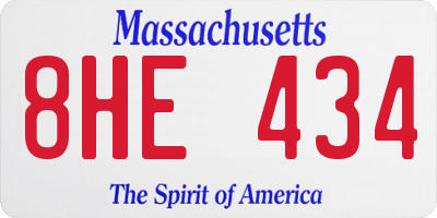 MA license plate 8HE434