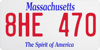 MA license plate 8HE470