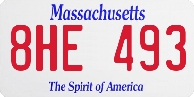 MA license plate 8HE493