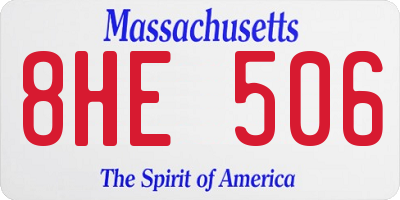MA license plate 8HE506