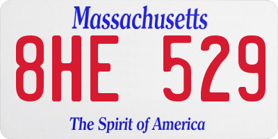 MA license plate 8HE529