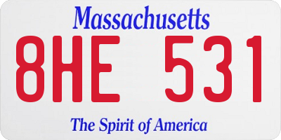 MA license plate 8HE531