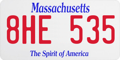 MA license plate 8HE535