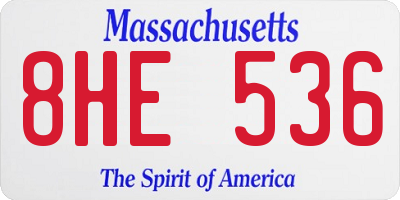 MA license plate 8HE536