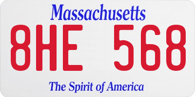 MA license plate 8HE568