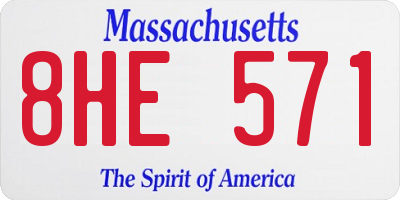 MA license plate 8HE571