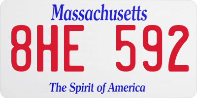 MA license plate 8HE592