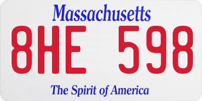 MA license plate 8HE598