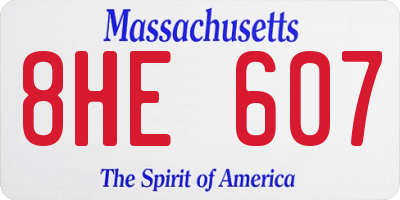 MA license plate 8HE607