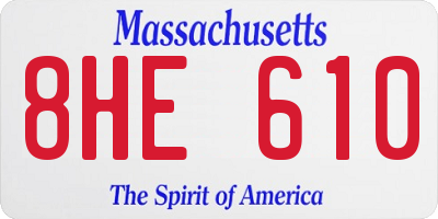 MA license plate 8HE610