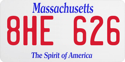MA license plate 8HE626