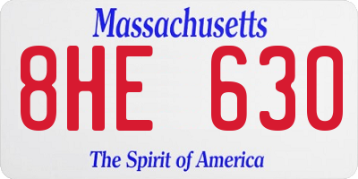 MA license plate 8HE630