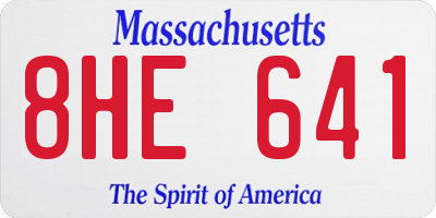 MA license plate 8HE641