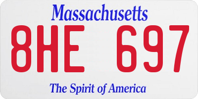 MA license plate 8HE697