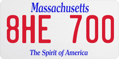 MA license plate 8HE700