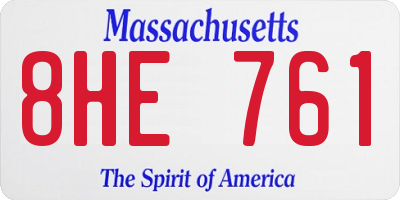 MA license plate 8HE761