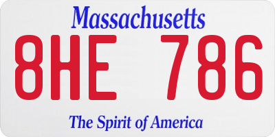 MA license plate 8HE786