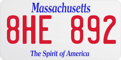 MA license plate 8HE892