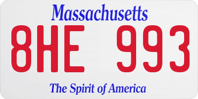 MA license plate 8HE993