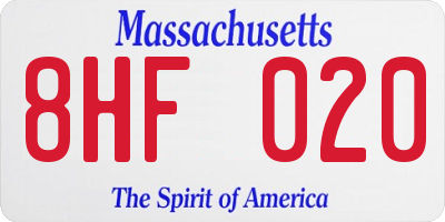 MA license plate 8HF020