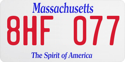 MA license plate 8HF077