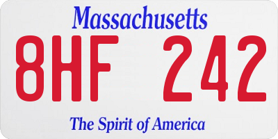 MA license plate 8HF242