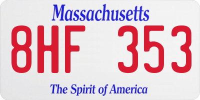 MA license plate 8HF353