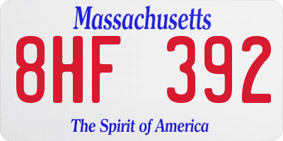MA license plate 8HF392