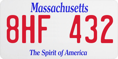 MA license plate 8HF432