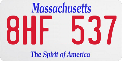 MA license plate 8HF537