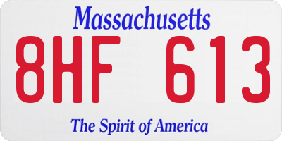 MA license plate 8HF613