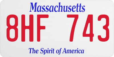MA license plate 8HF743