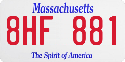 MA license plate 8HF881