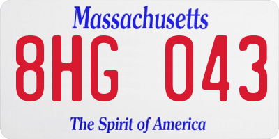 MA license plate 8HG043