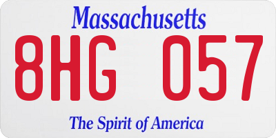MA license plate 8HG057