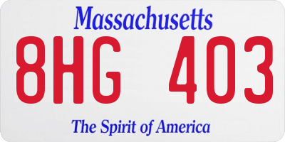 MA license plate 8HG403
