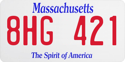 MA license plate 8HG421